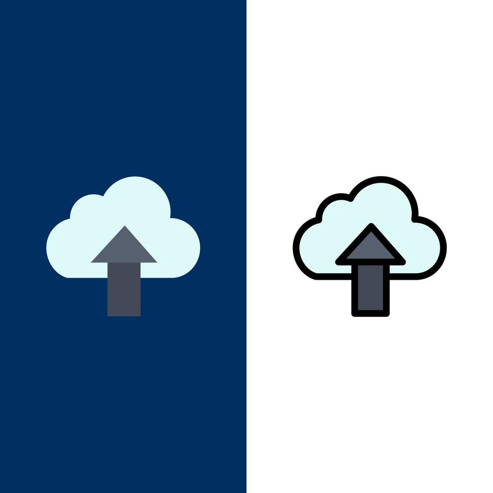 Arrow Upload Up Cloud  Icons Flat and Line Filled Icon Set Vector Blue Background