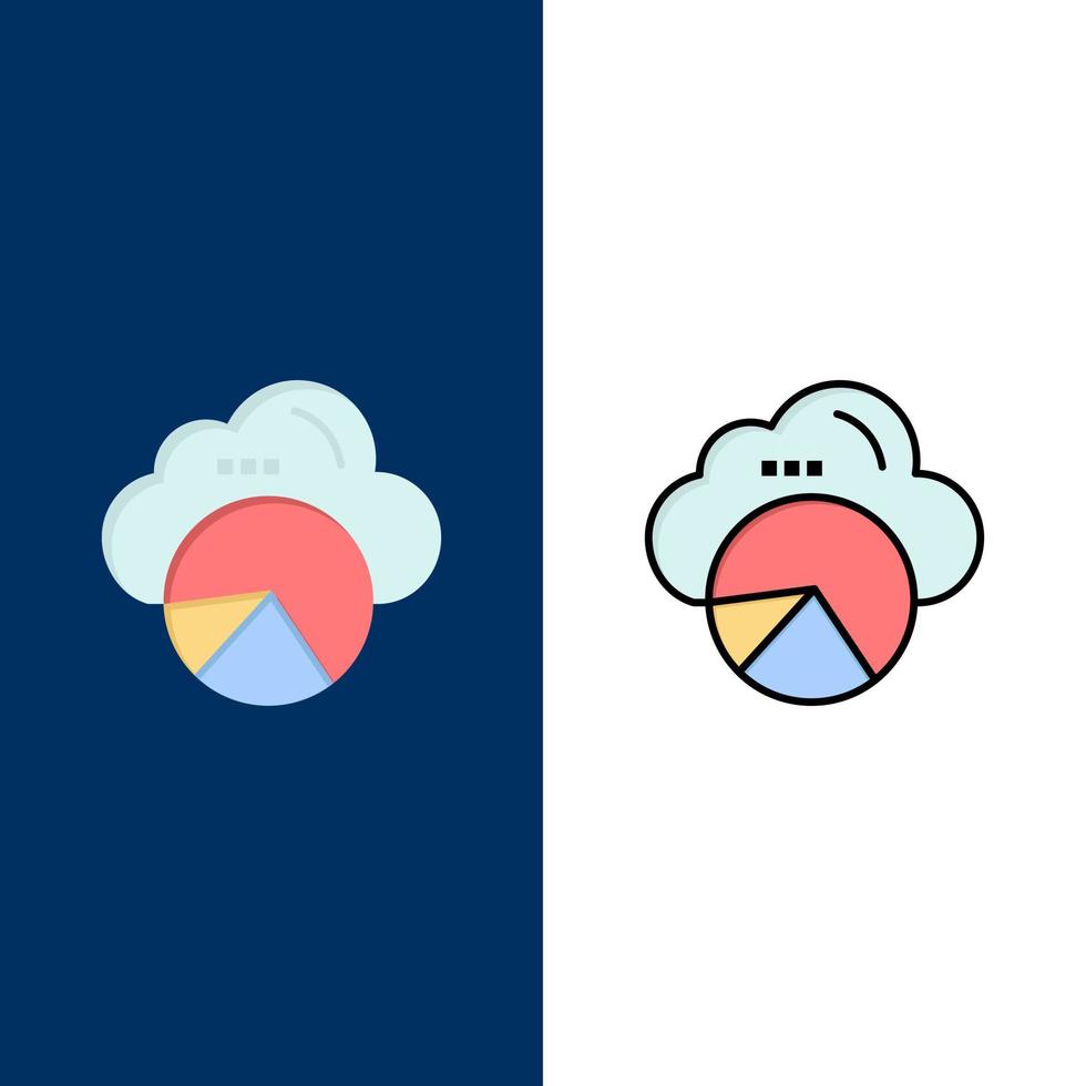 Reporting Cloud Data Science Cloud Science  Icons Flat and Line Filled Icon Set Vector Blue Background
