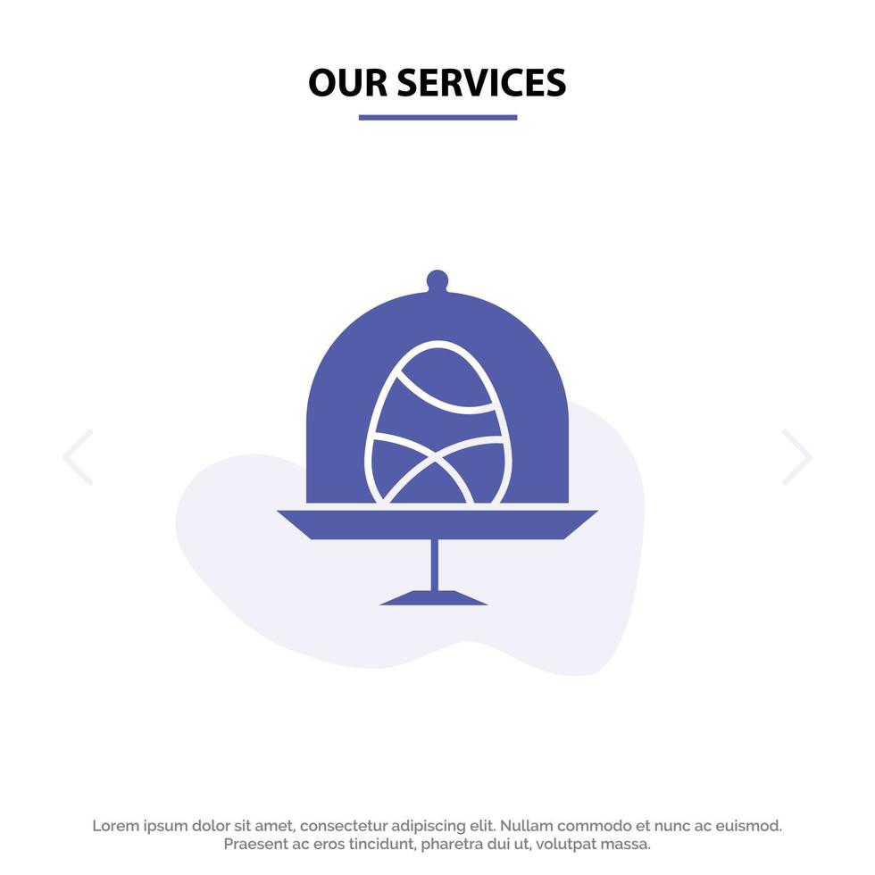 Our Services Disk Egg Food Easter Solid Glyph Icon Web card Template vector