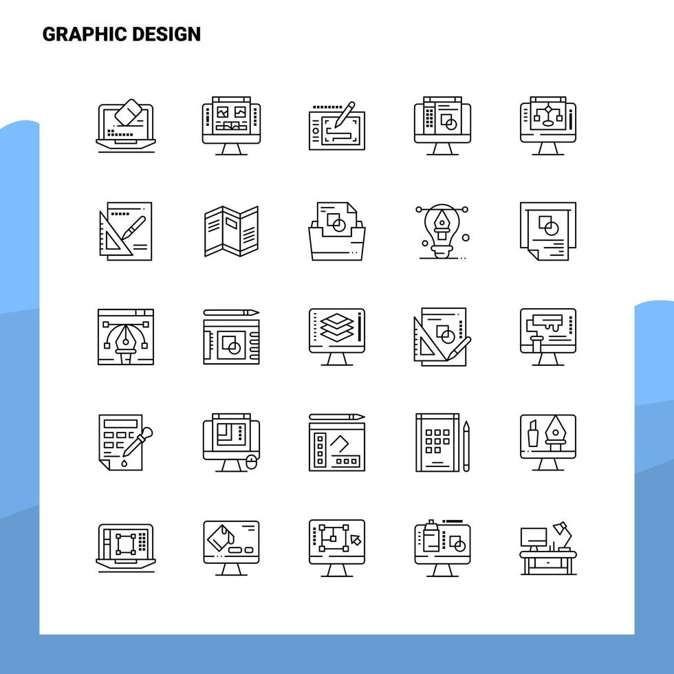 Set of Graphic Design Line Icon set 25 Icons Vector Minimalism Style Design Black Icons Set Linear pictogram pack