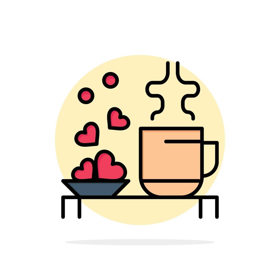 Tea Cup Hearts Love Loving Wedding Abstract Circle Background Flat color Icon vector
