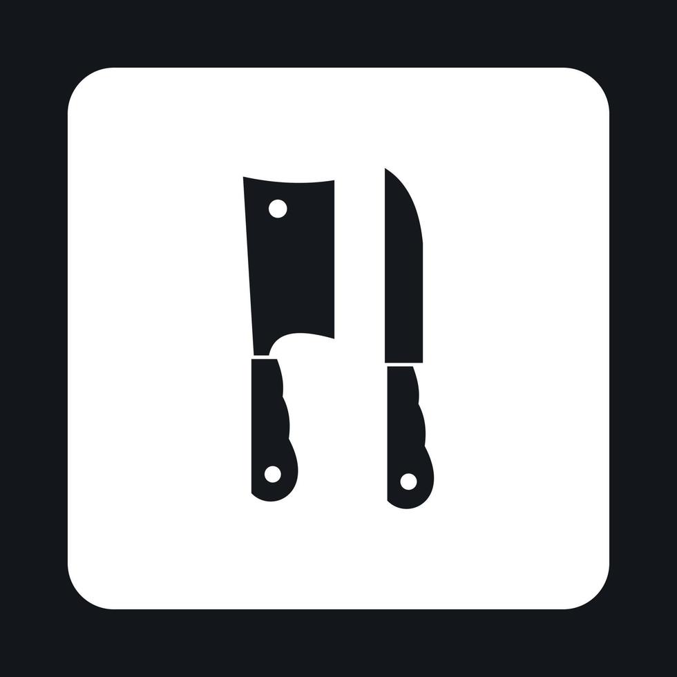 icono de cuchillo de cocina y cuchillo de carne vector