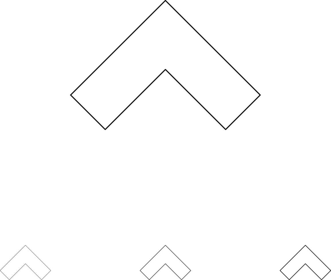 Arrow Up Forward Bold and thin black line icon set vector