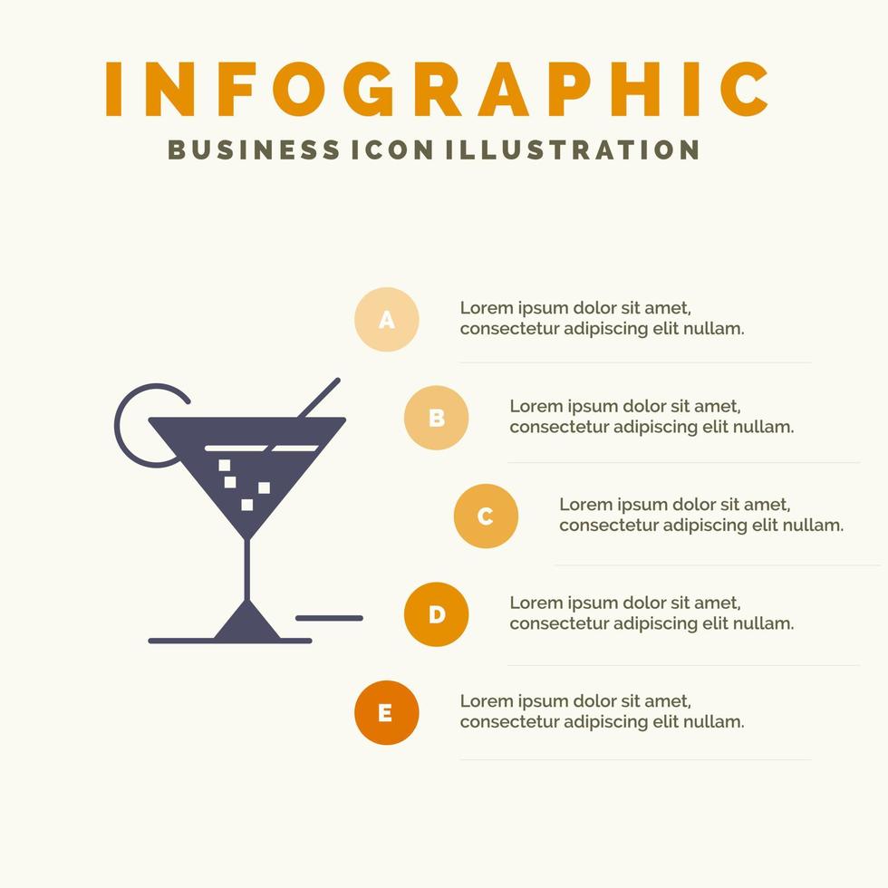 Glass Glasses Drink Hotel Infographics Presentation Template 5 Steps Presentation vector