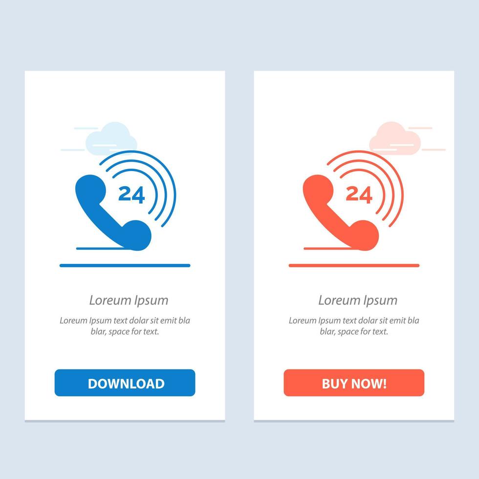 Telephone Phone Ringing 24  Blue and Red Download and Buy Now web Widget Card Template vector