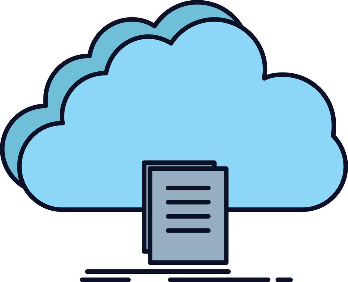 cloud access document file download Flat Color Icon Vector