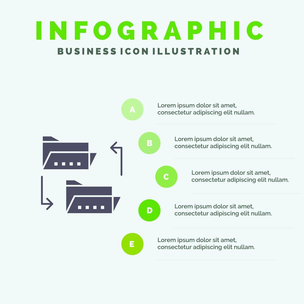 Folder Document File File Sharing Sharing Solid Icon Infographics 5 Steps Presentation Background vector