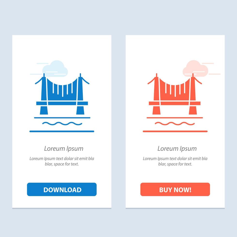 puente edificio ciudad paisaje urbano azul y rojo descargar y comprar ahora plantilla de tarjeta de widget web vector
