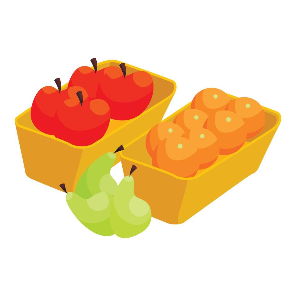 cajas de icono de fruta, estilo de dibujos animados vector