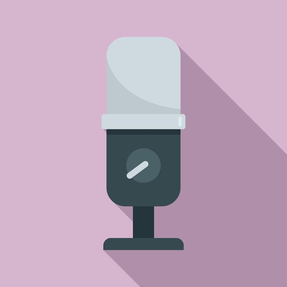 Podcast microphone icon, flat style vector