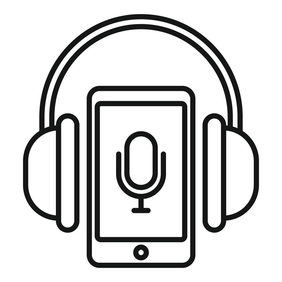Smartphone podcast icon, outline style vector