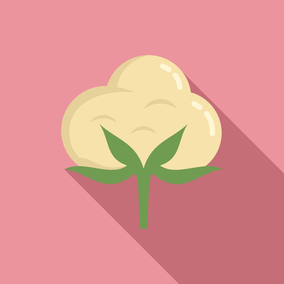 Cotton plant icon, flat style vector