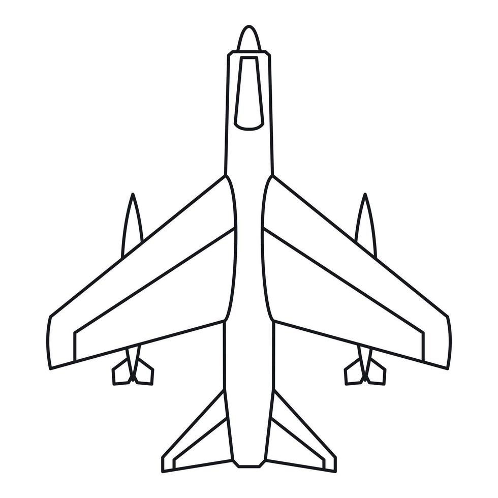 Armed fighter jet icon, outline style vector