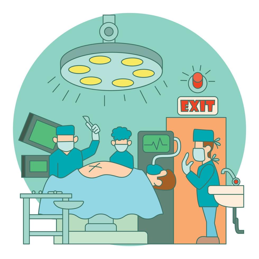 Surgical operation in hospital concept, flat style vector