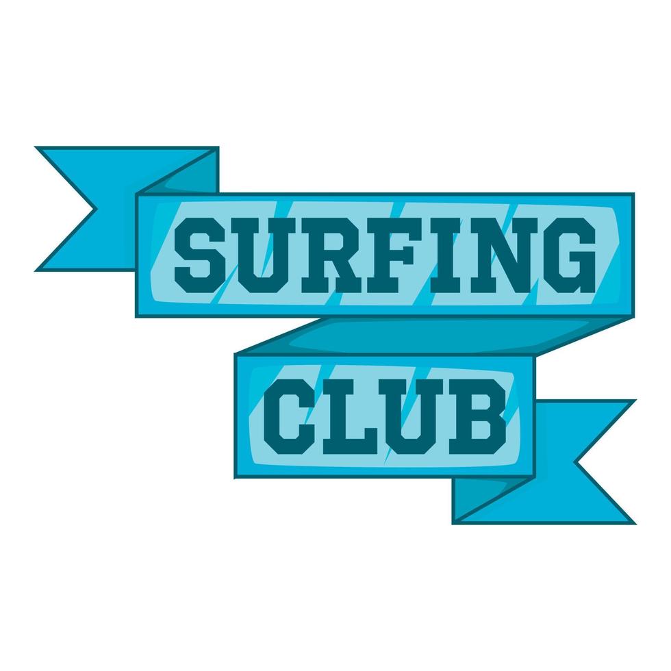 icono del emblema del club de surf, estilo de dibujos animados vector