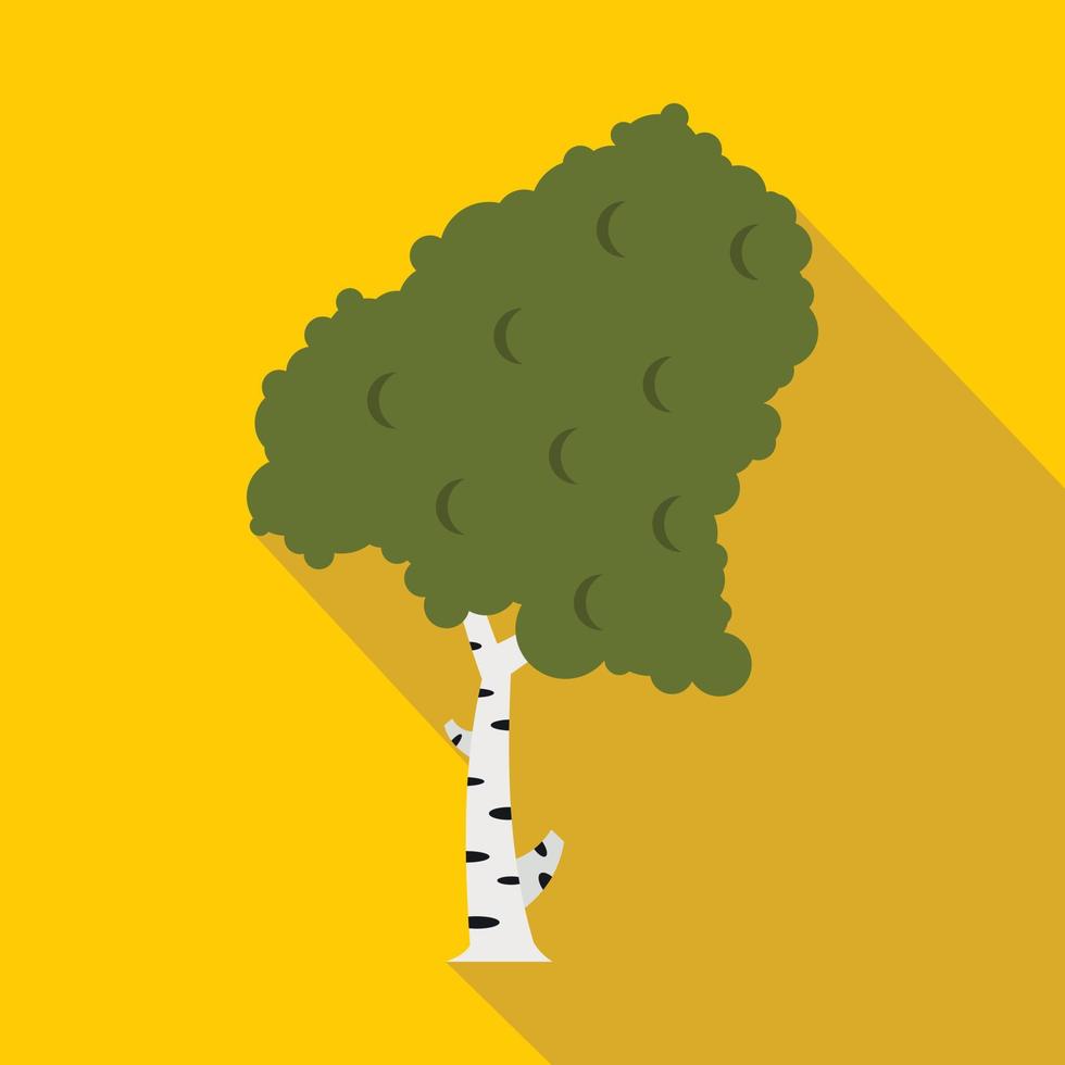Green birch icon, flat style vector