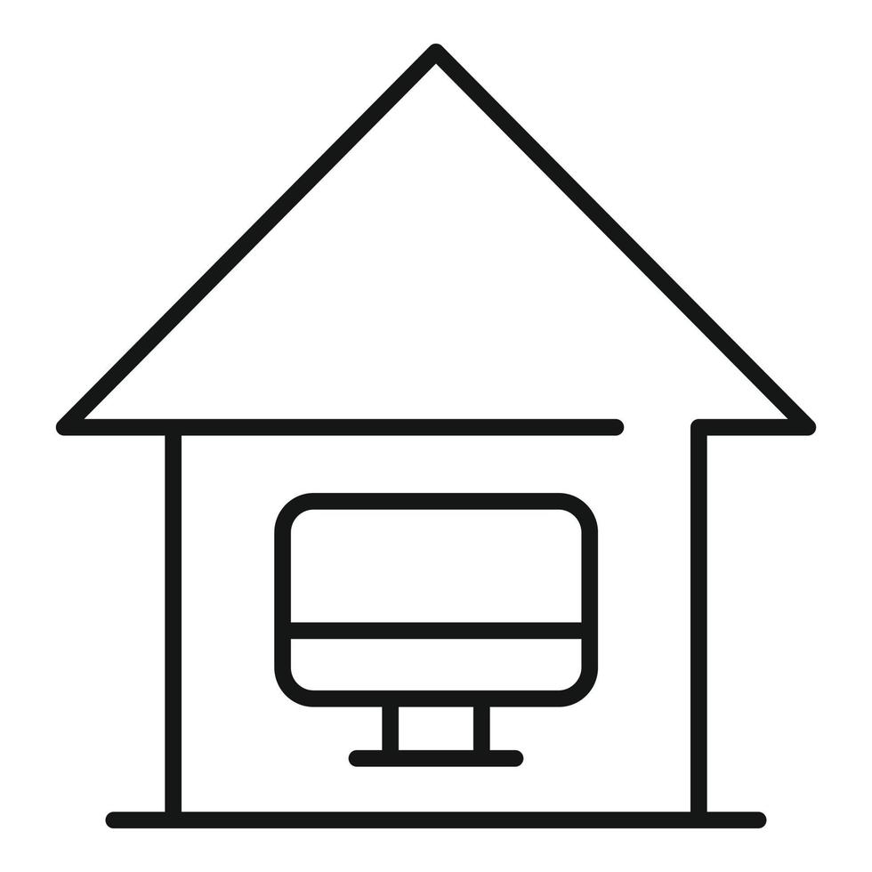 Home office social icon, outline style vector