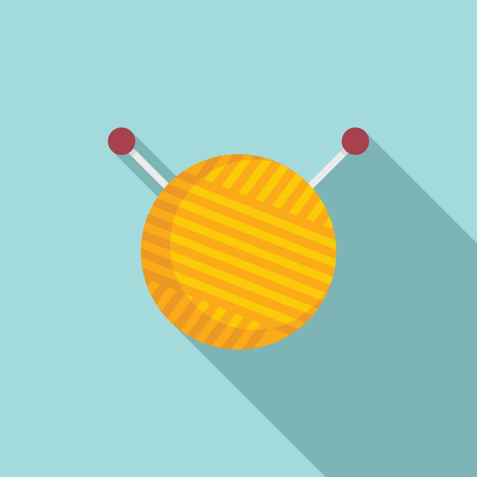 Knitting ball icon, flat style vector