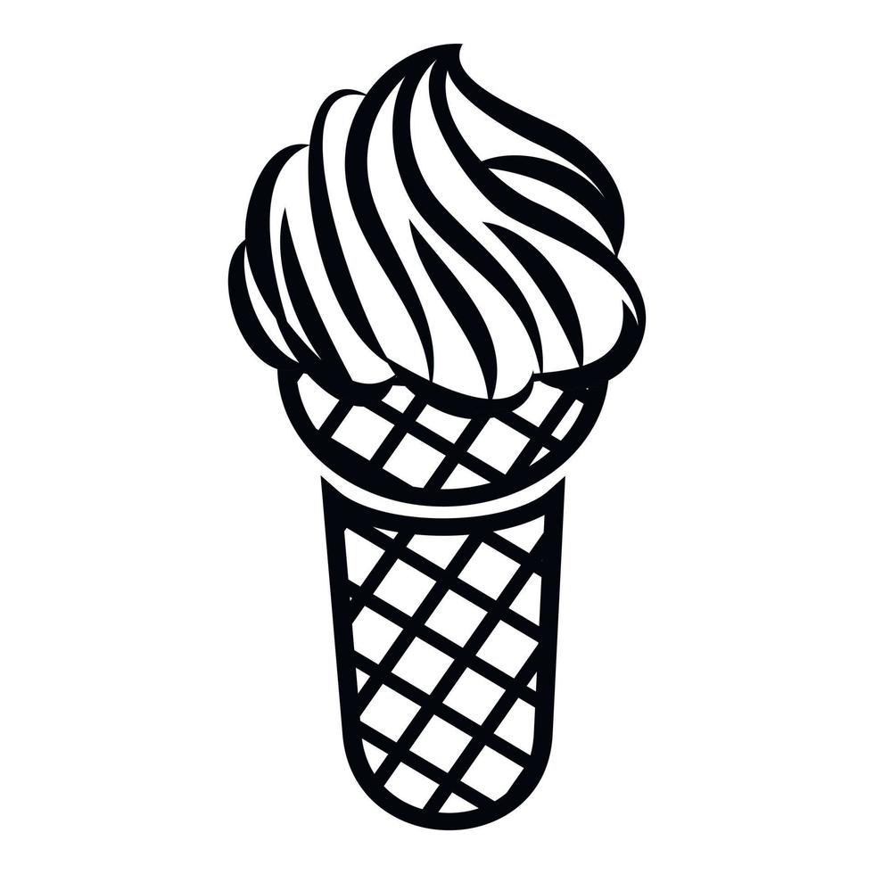 helado en icono de cono de gofre, estilo de esquema vector