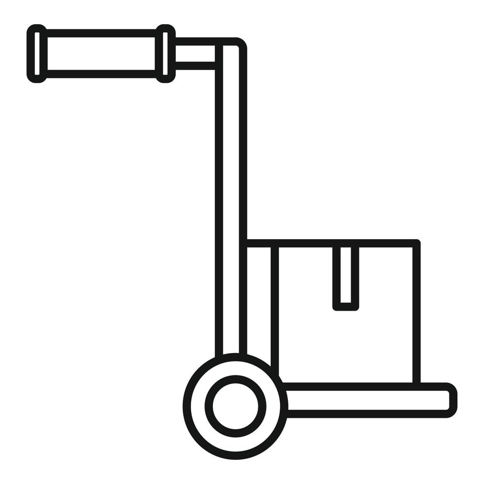Hand parcel cart icon, outline style vector