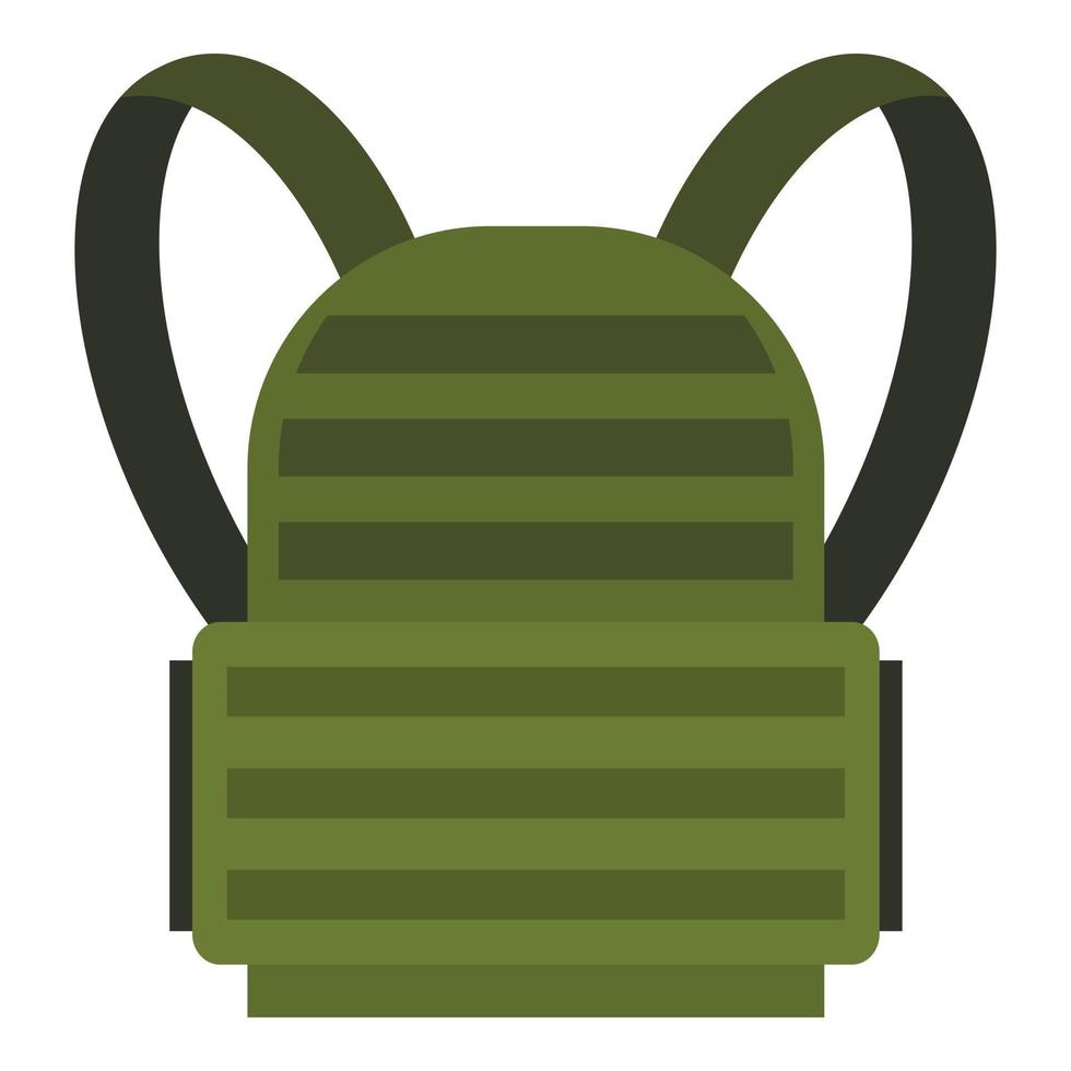 Military backpack icon, flat style vector