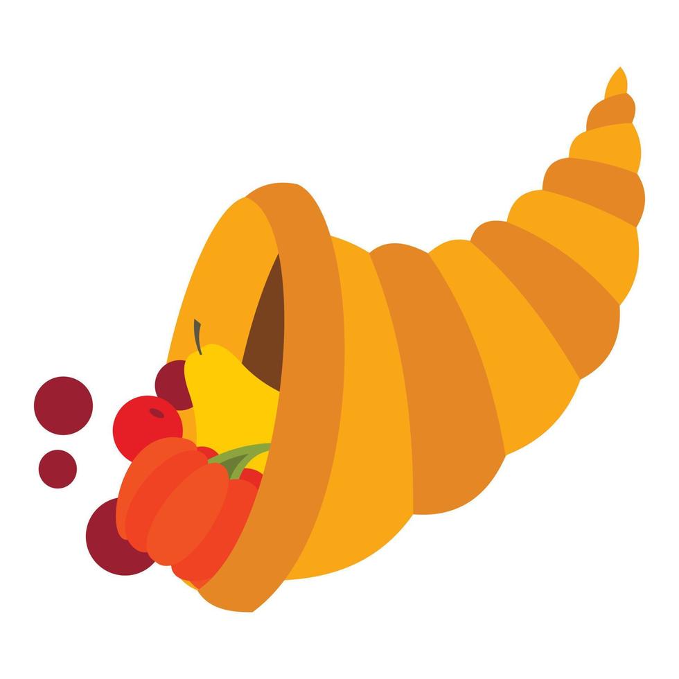 icono de cornucopia, estilo plano vector