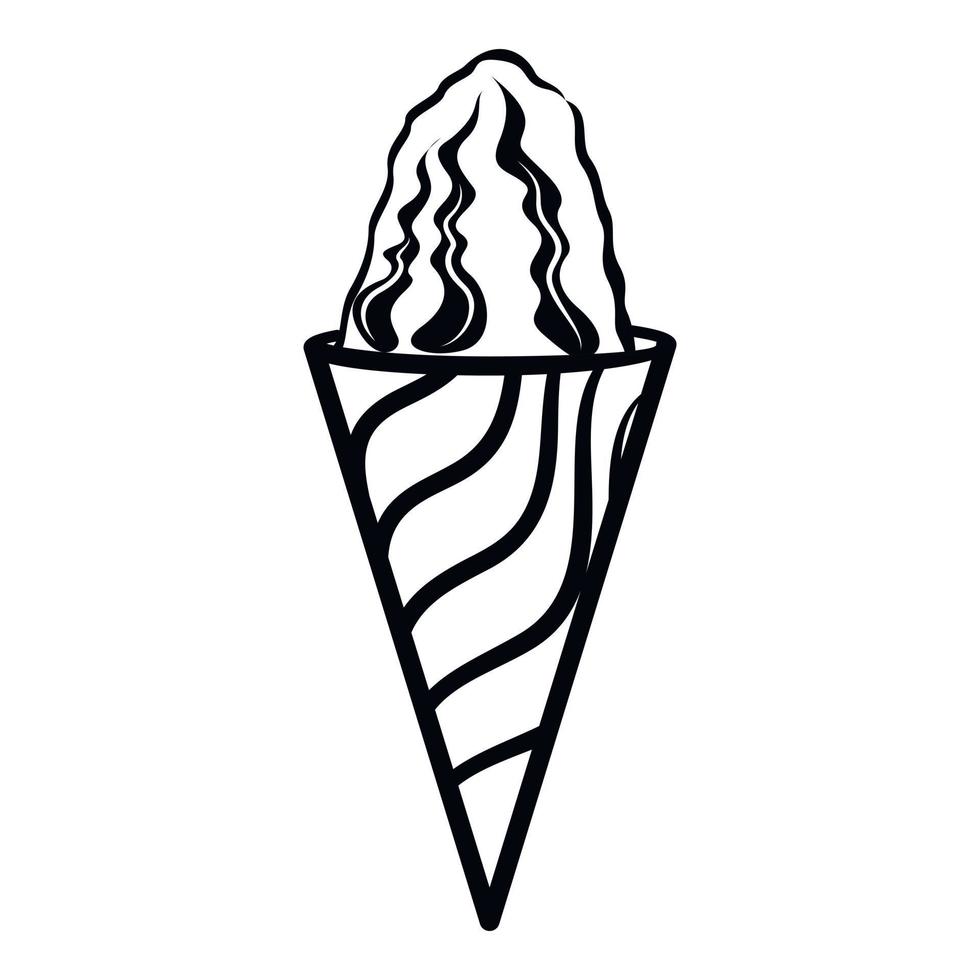 icono de cono de helado, estilo de contorno vector