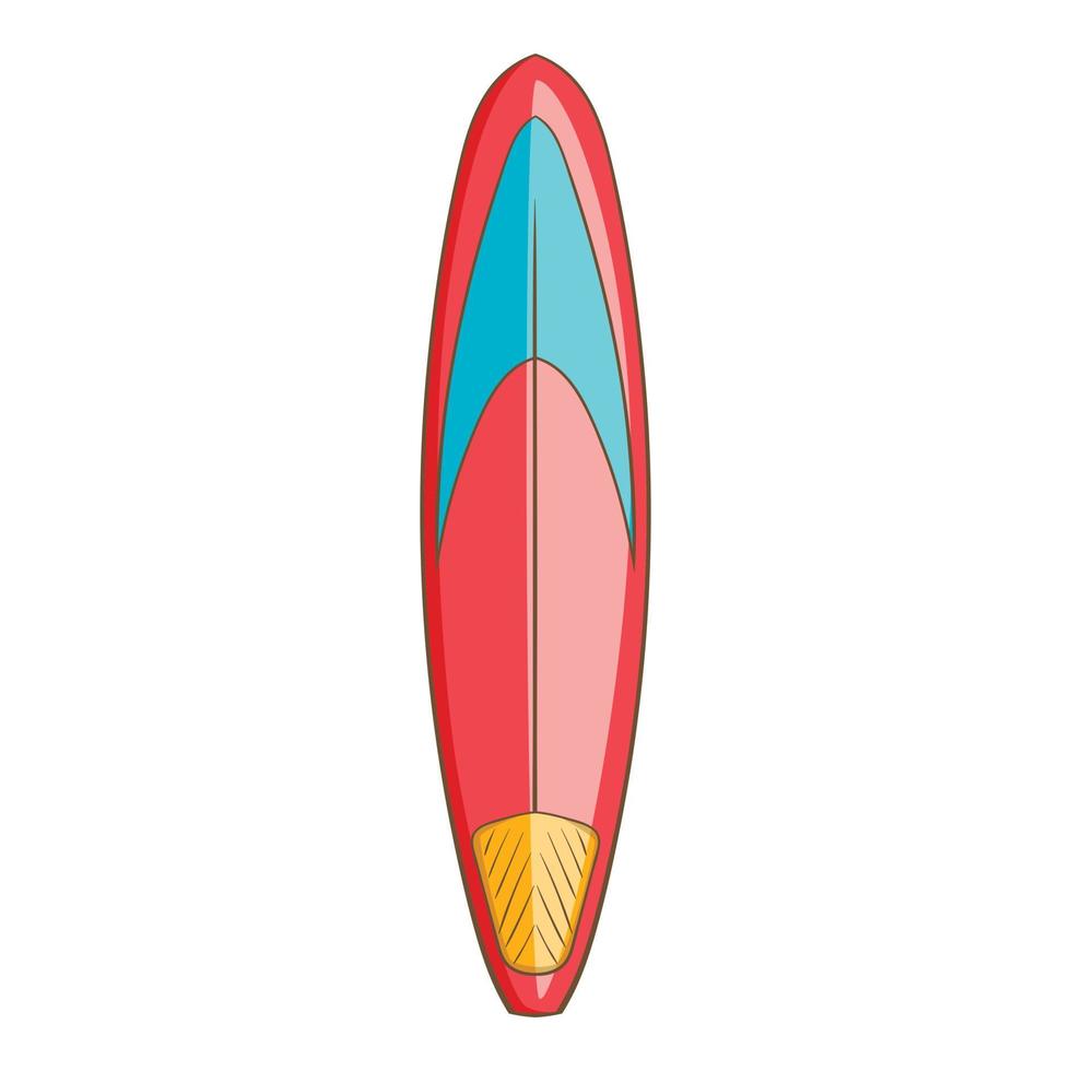 icono de tabla de surf de color, estilo de dibujos animados vector