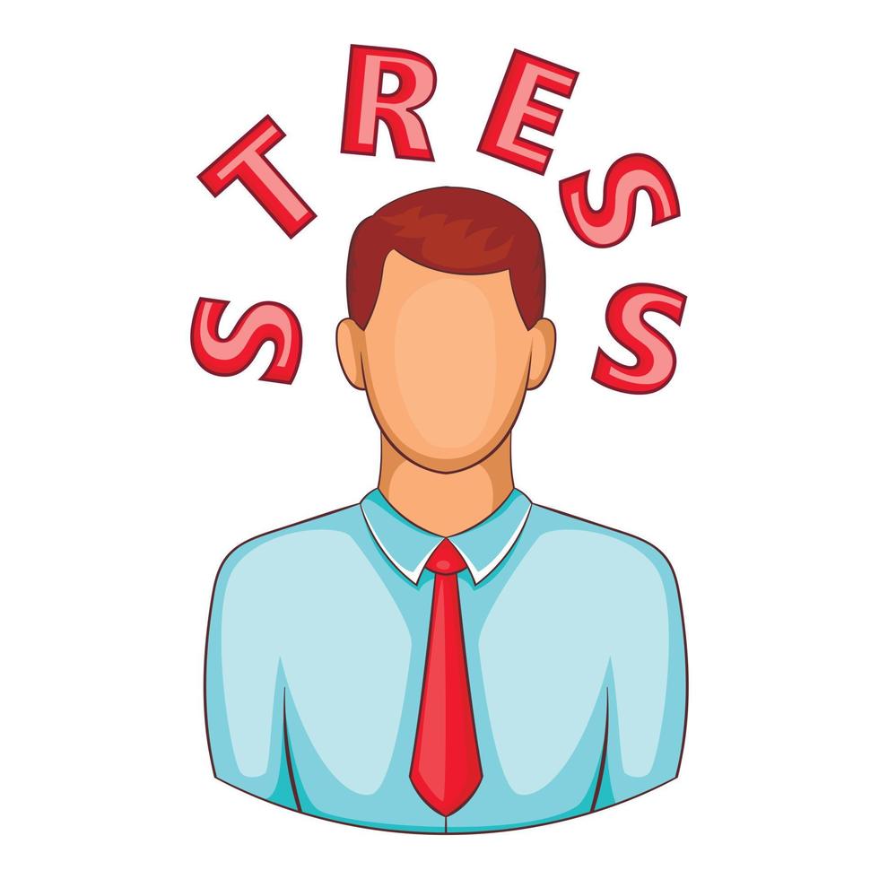 Word stress near man head icon, cartoon style vector