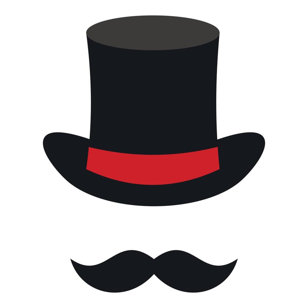 Cylinder and moustaches icon, flat style vector