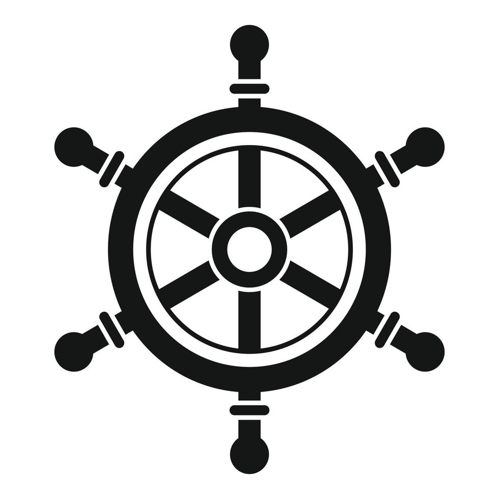 icono de rueda de timón, estilo simple vector
