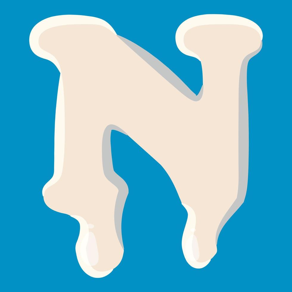 N letter isolated on baby blue background vector