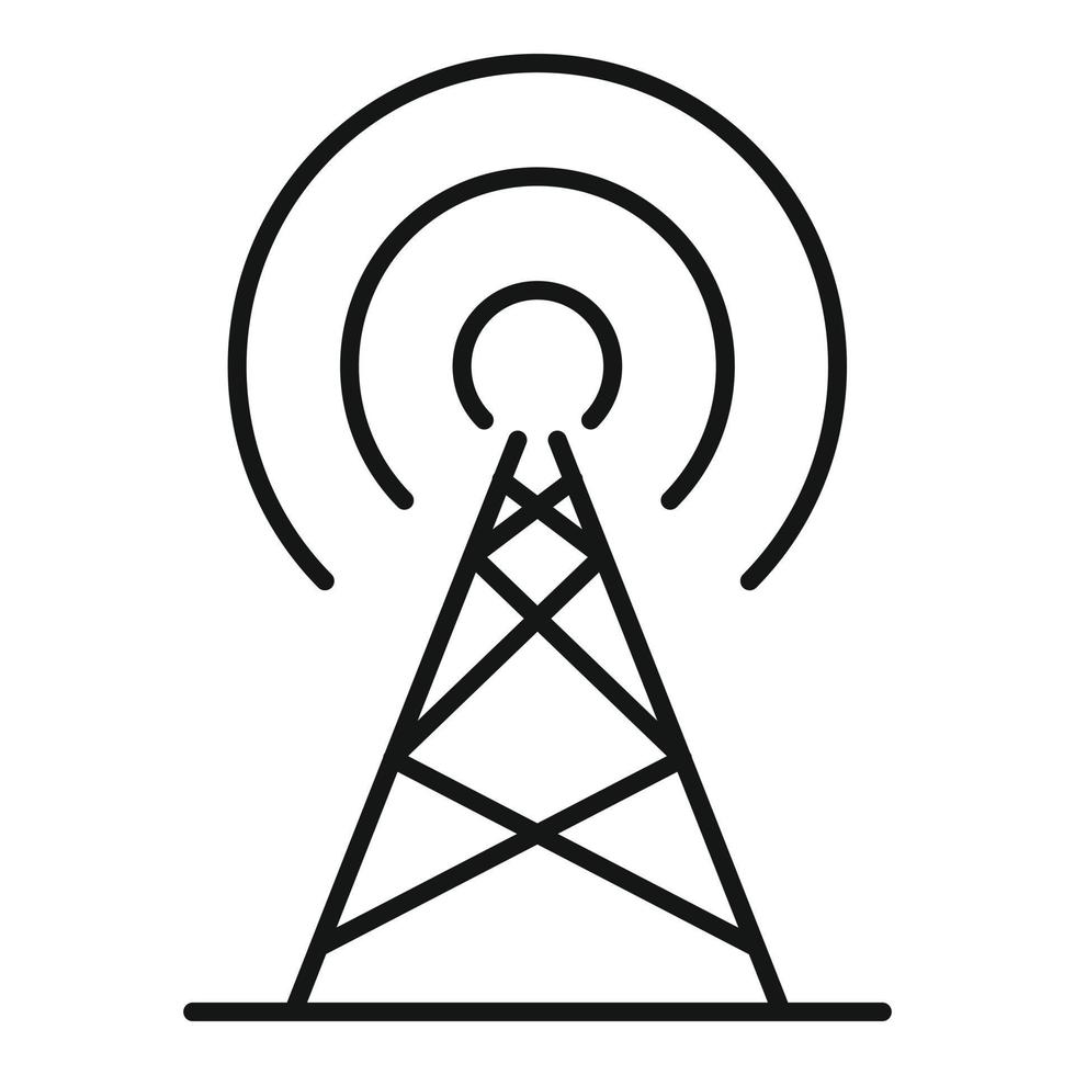 icono de torre de metal de radio, estilo de contorno vector