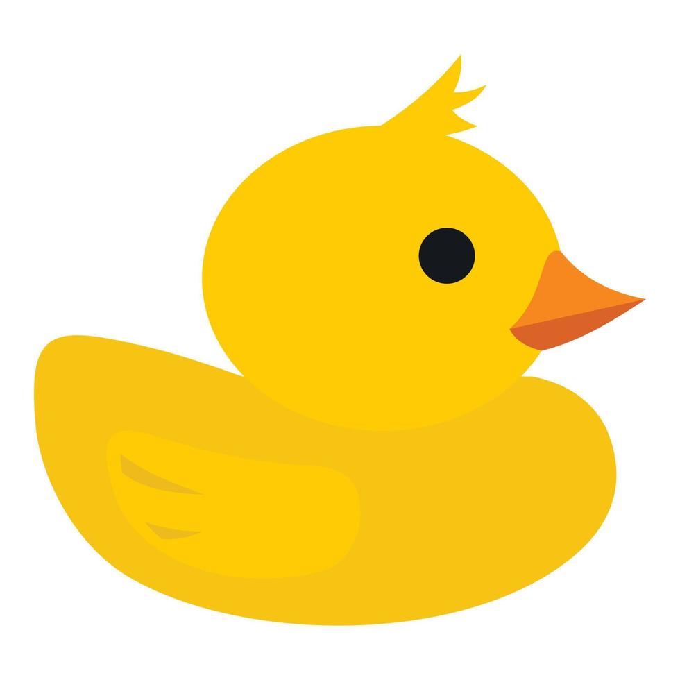 icono de pato de goma amarillo, estilo plano vector