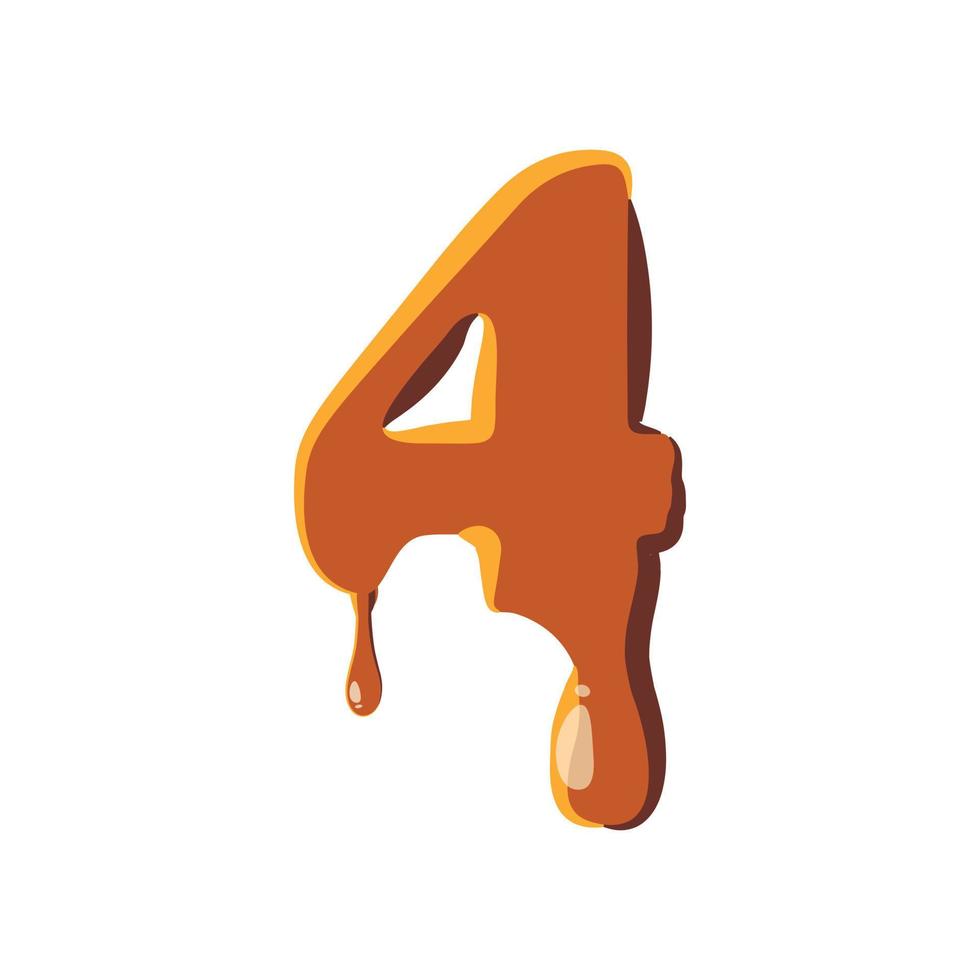 Number 4 from caramel icon vector