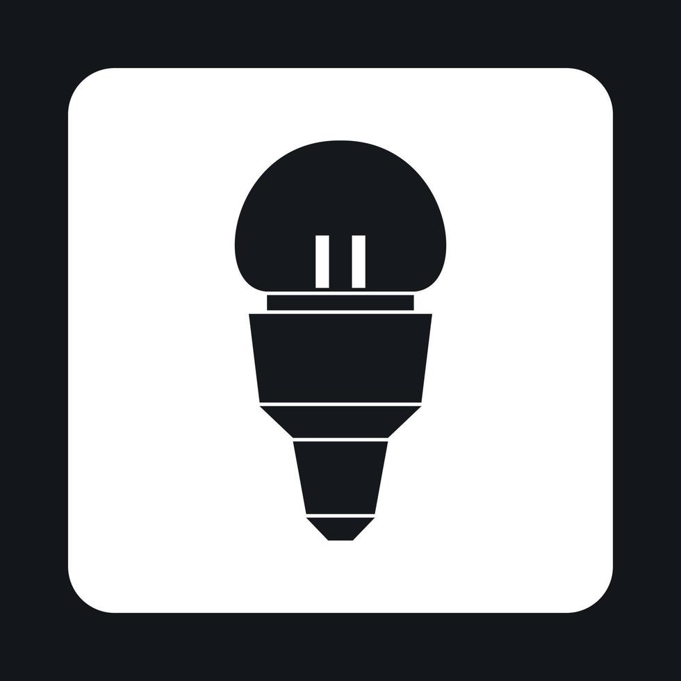 LED bulb icon, simple style vector