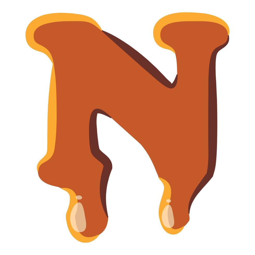 Letter N from caramel icon vector