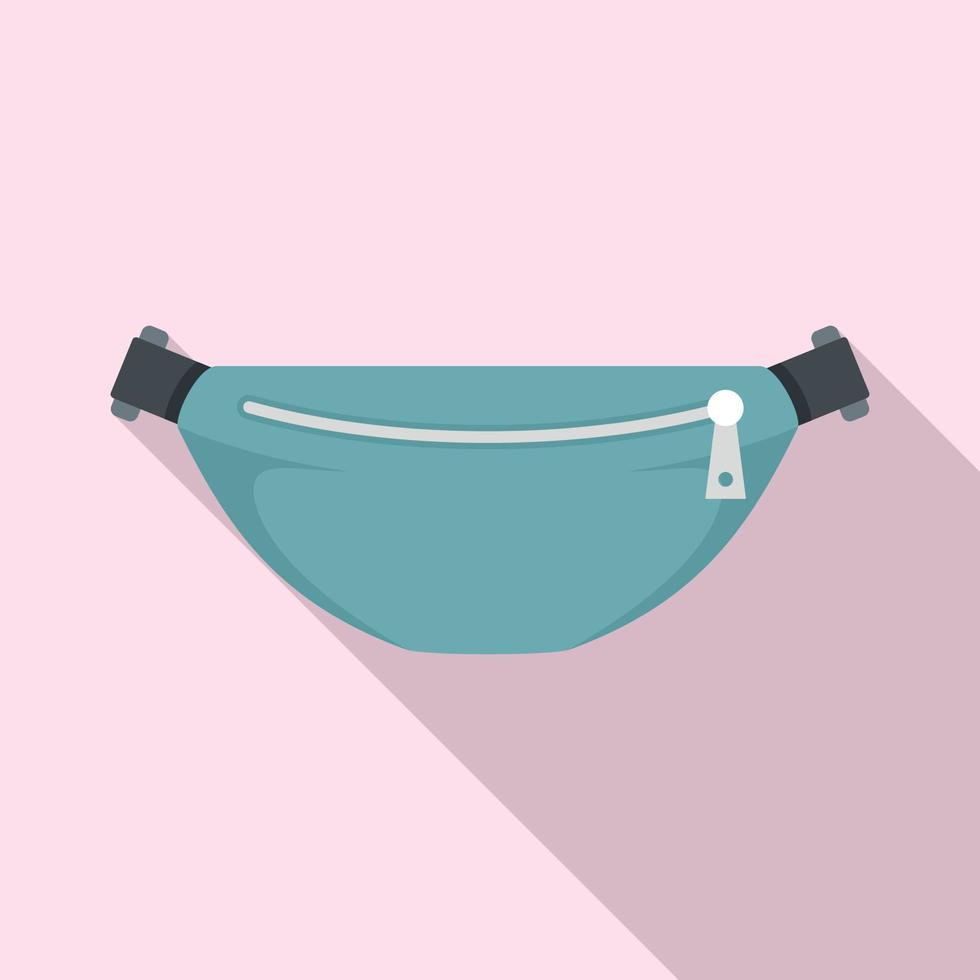 Money waist bag icon, flat style vector
