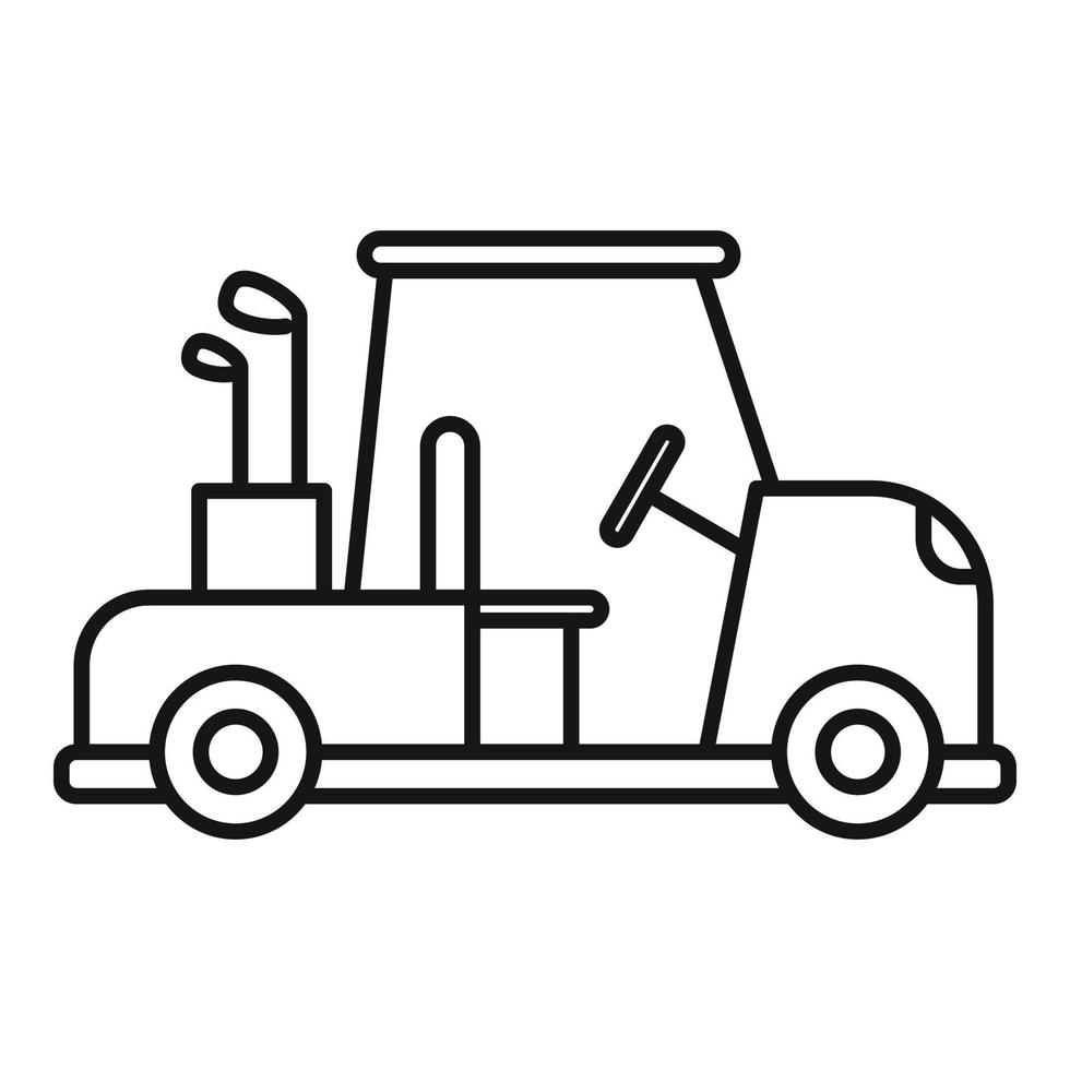 icono de carro de golf, estilo de esquema vector