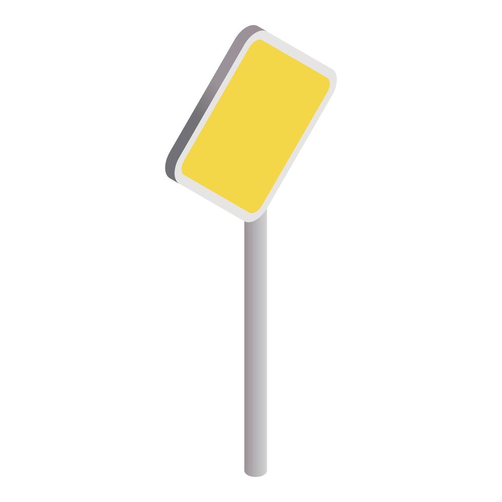 Road sign yellow rhombus icon, isometric 3d style vector