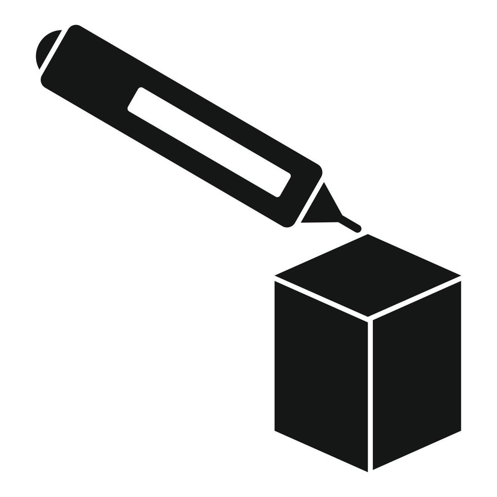 Computer 3d pen icon, simple style vector