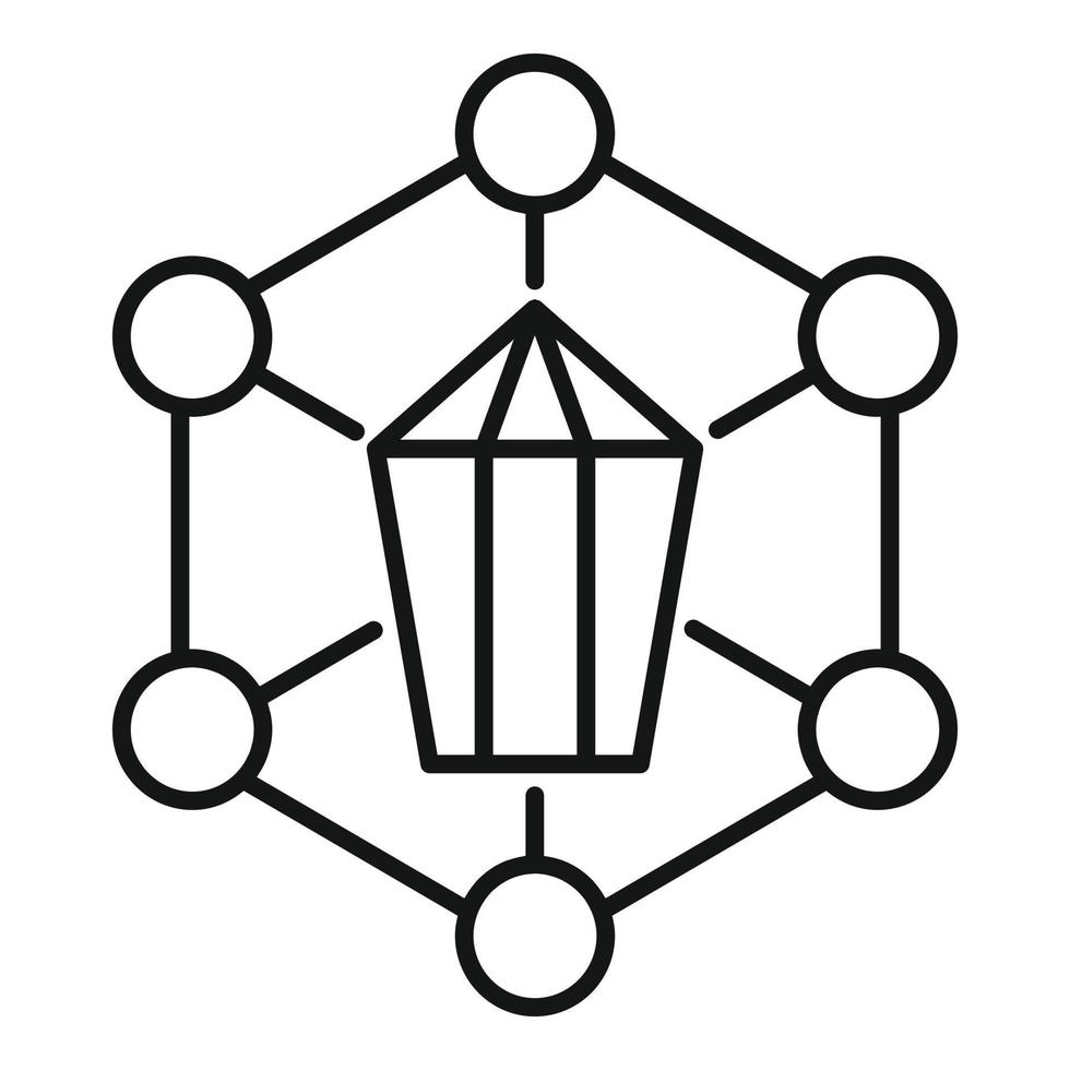 icono de estructura de nanotecnología, estilo de esquema vector