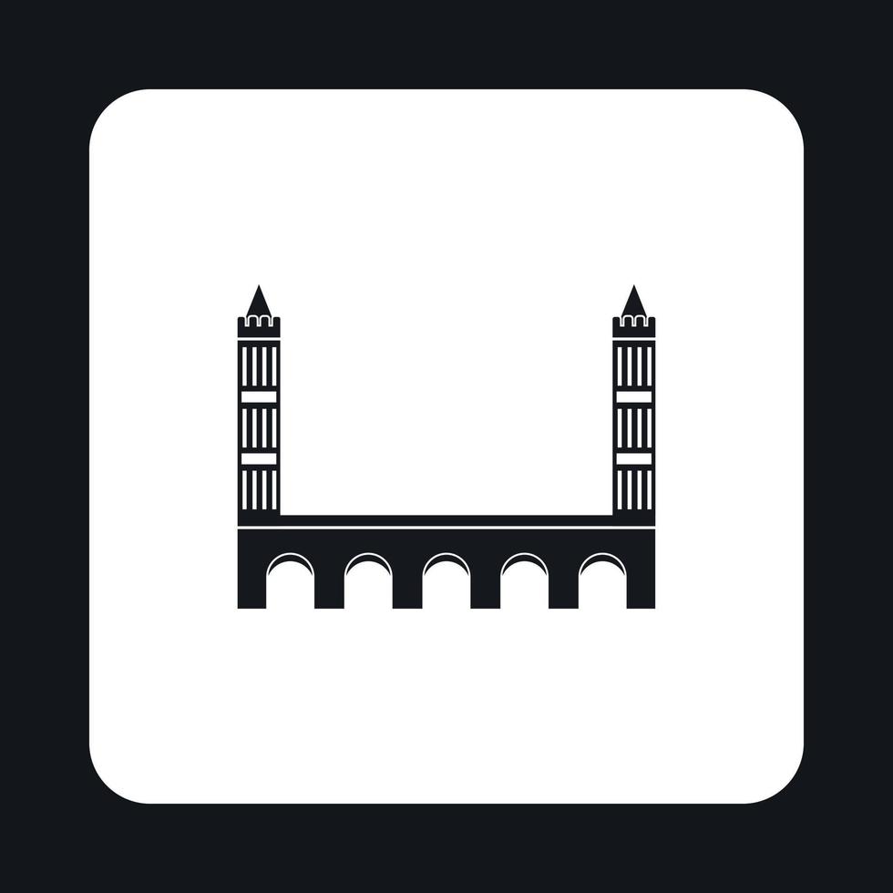 Bridge with towers icon, simple style vector