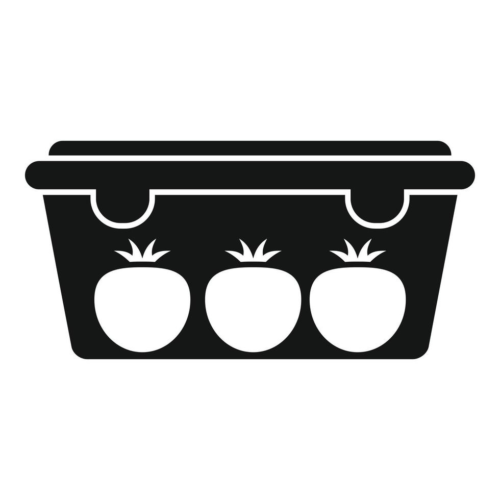 Plastic tomato box icon, simple style vector