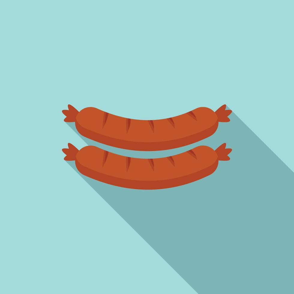 Bbq sausage icon, flat style vector