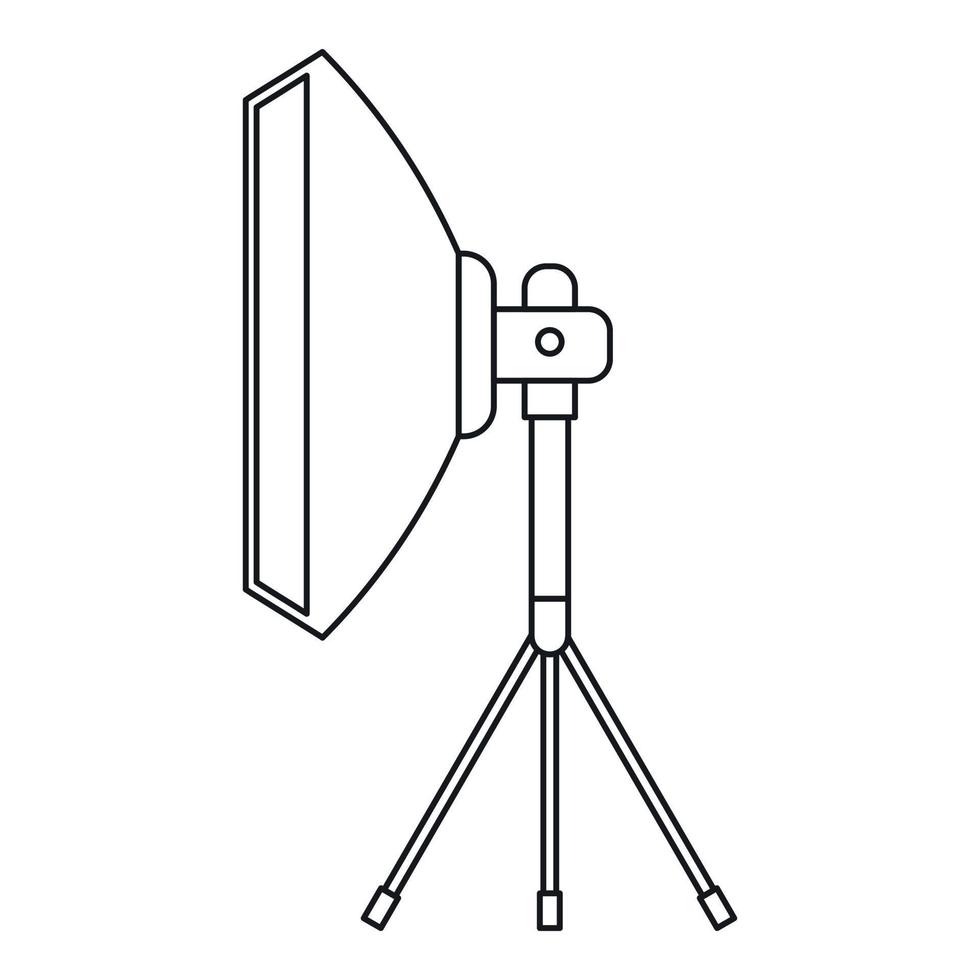 Studio light bulb in softbox icon, outline style vector