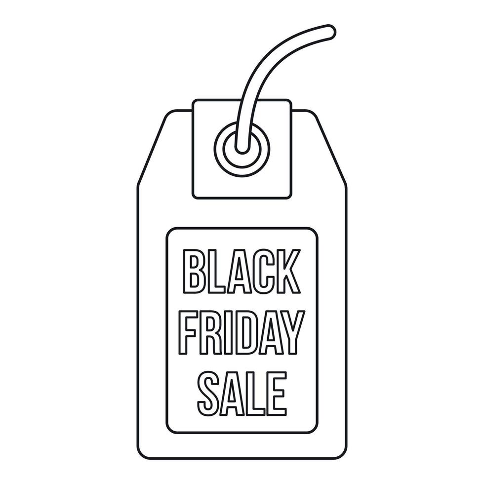 Black Friday sale tag icon, outline style vector