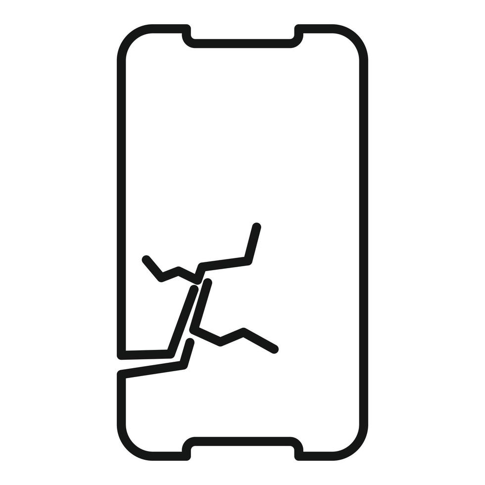 icono de vidrio protector roto, estilo de contorno vector