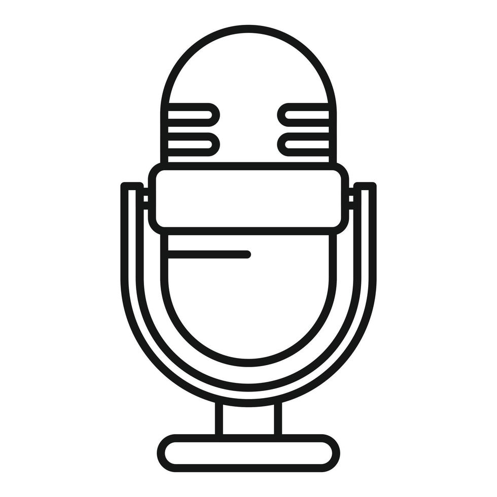 icono de micrófono de inicio de podcast, estilo de contorno vector