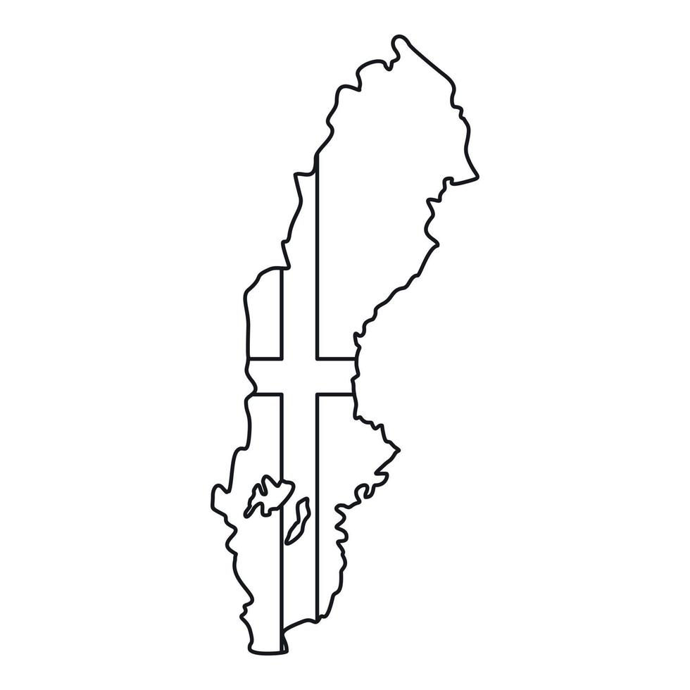 Map of Sweden icon, outline style vector